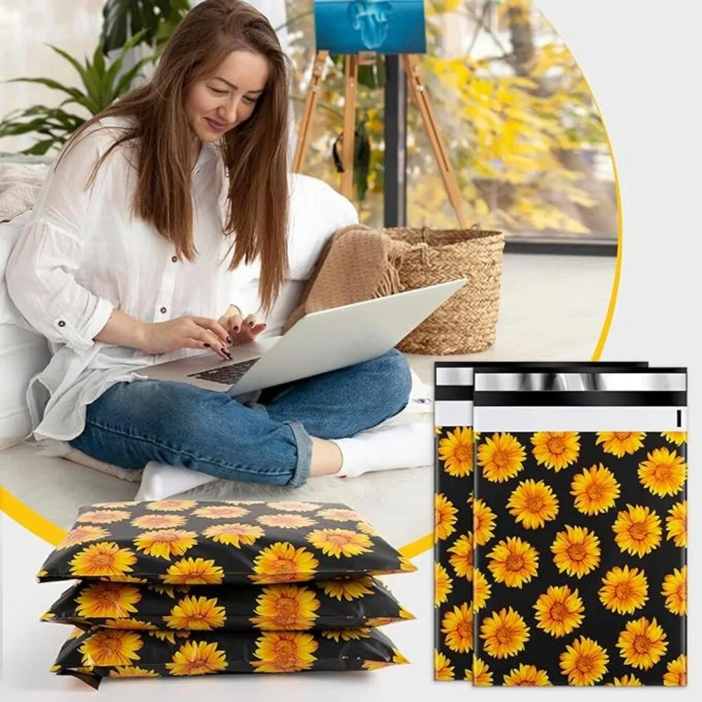 20 Count 10X13 Sunflower Poly Mailers New